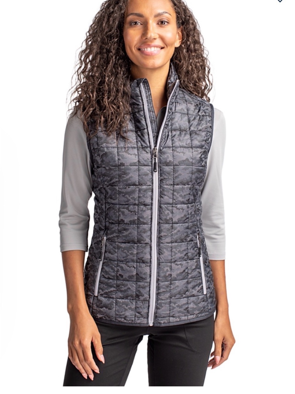 Cutter & Buck Rainier Recycled Insulated Printed Puffer Womens Full Zip Vest
